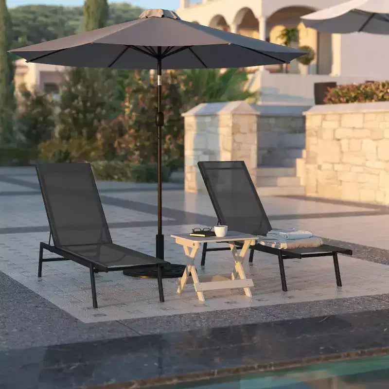 Flash Furniture Brazos Adjustable Chaise Lounge Chair, All-Weather Outdoor Five-Position Recliner