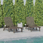 Flash Furniture Monterey Set of 2 Adjustable Adirondack Loungers with Cup Holders- All-Weather Indoor/Outdoor HDPE Lounge Chairs