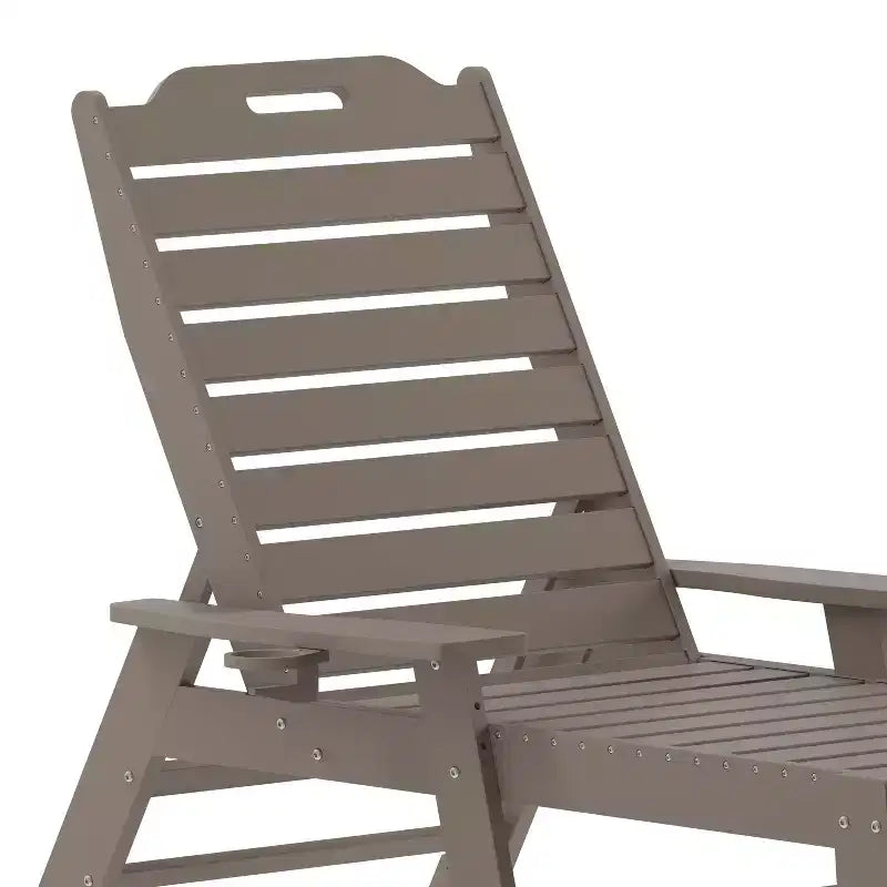 Flash Furniture Monterey Set of 2 Adjustable Adirondack Loungers with Cup Holders- All-Weather Indoor/Outdoor HDPE Lounge Chairs
