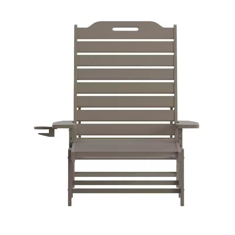 Flash Furniture Monterey Set of 2 Adjustable Adirondack Loungers with Cup Holders- All-Weather Indoor/Outdoor HDPE Lounge Chairs