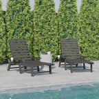 Flash Furniture Monterey Set of 2 Adjustable Adirondack Loungers with Cup Holders- All-Weather Indoor/Outdoor HDPE Lounge Chairs