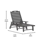 Flash Furniture Monterey Set of 2 Adjustable Adirondack Loungers with Cup Holders- All-Weather Indoor/Outdoor HDPE Lounge Chairs