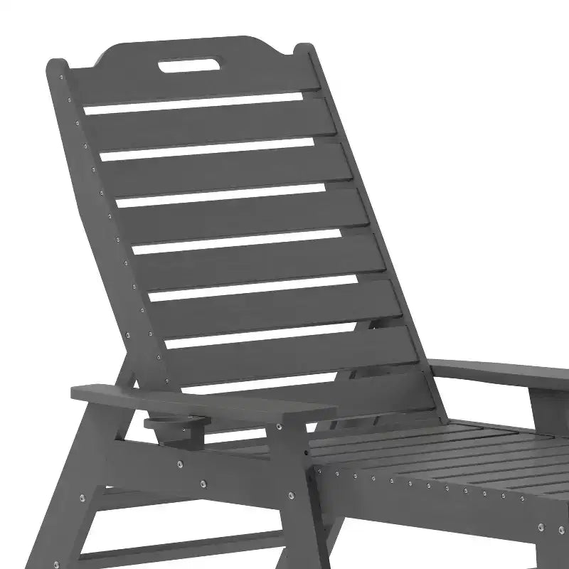 Flash Furniture Monterey Set of 2 Adjustable Adirondack Loungers with Cup Holders- All-Weather Indoor/Outdoor HDPE Lounge Chairs