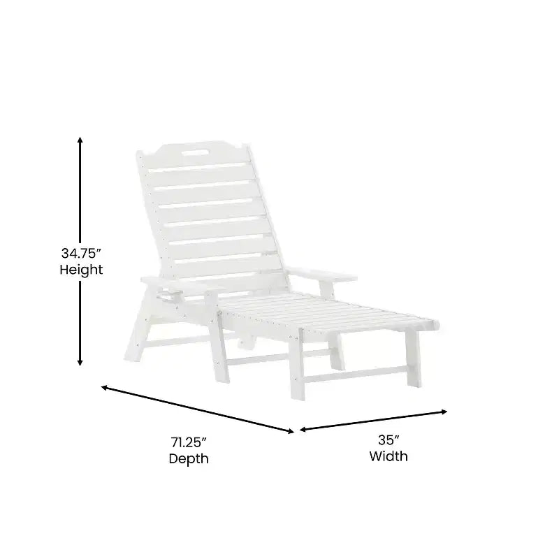 Flash Furniture Monterey Set of 2 Adjustable Adirondack Loungers with Cup Holders- All-Weather Indoor/Outdoor HDPE Lounge Chairs
