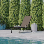 Flash Furniture Brazos Sedia a Sdraio Regolabile con Braccioli, Reclinabile a Cinque Posizioni per Esterni e Tutte le Condizioni Atmosferiche