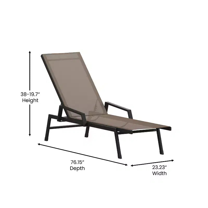 Flash Furniture Brazos Sedia a Sdraio Regolabile con Braccioli, Reclinabile a Cinque Posizioni per Esterni e Tutte le Condizioni Atmosferiche