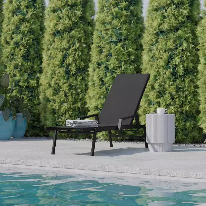 Flash Furniture Brazos Sedia a Sdraio Regolabile con Braccioli, Reclinabile a Cinque Posizioni per Esterni e Tutte le Condizioni Atmosferiche