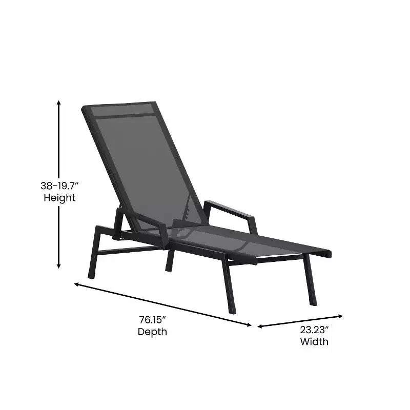 Flash Furniture Brazos Sedia a Sdraio Regolabile con Braccioli, Reclinabile a Cinque Posizioni per Esterni e Tutte le Condizioni Atmosferiche