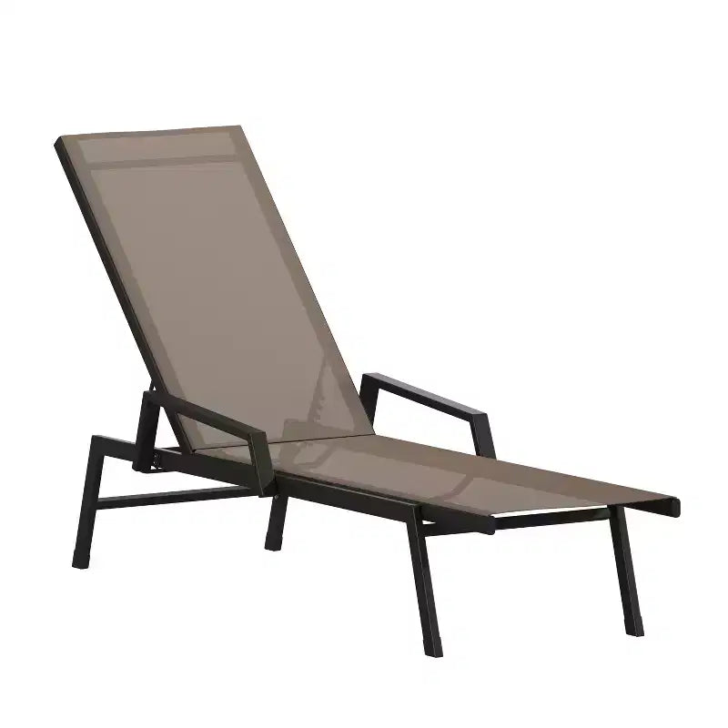 Flash Furniture Brazos Sedia a Sdraio Regolabile con Braccioli, Reclinabile a Cinque Posizioni per Esterni e Tutte le Condizioni Atmosferiche