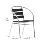 Flash Furniture Sedia impilabile da ristorante commerciale per interni ed esterni in alluminio Lila con schienale a tre listelli effetto teak