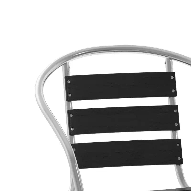 Flash Furniture Sedia impilabile da ristorante commerciale per interni ed esterni in alluminio Lila con schienale a tre listelli effetto teak