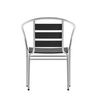 Flash Furniture Sedia impilabile da ristorante commerciale per interni ed esterni in alluminio Lila con schienale a tre listelli effetto teak
