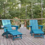 Flash Furniture Halifax HDPE Adirondack Chair with Cup Holder and Pull Out Ottoman, All-Weather HDPE Indoor/Outdoor Lounge Chair