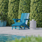 Flash Furniture Halifax HDPE Adirondack Chair with Cup Holder and Pull Out Ottoman, All-Weather HDPE Indoor/Outdoor Lounge Chair