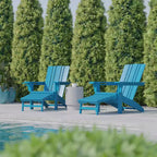 Flash Furniture Halifax HDPE Adirondack Chair with Cup Holder and Pull Out Ottoman, All-Weather HDPE Indoor/Outdoor Lounge Chair