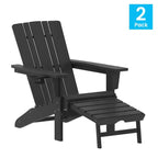 Flash Furniture Halifax HDPE Adirondack Chair with Cup Holder and Pull Out Ottoman, All-Weather HDPE Indoor/Outdoor Lounge Chair
