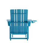 Flash Furniture Halifax HDPE Adirondack Chair with Cup Holder and Pull Out Ottoman, All-Weather HDPE Indoor/Outdoor Lounge Chair