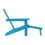 Flash Furniture Halifax HDPE Adirondack Chair with Cup Holder and Pull Out Ottoman, All-Weather HDPE Indoor/Outdoor Lounge Chair