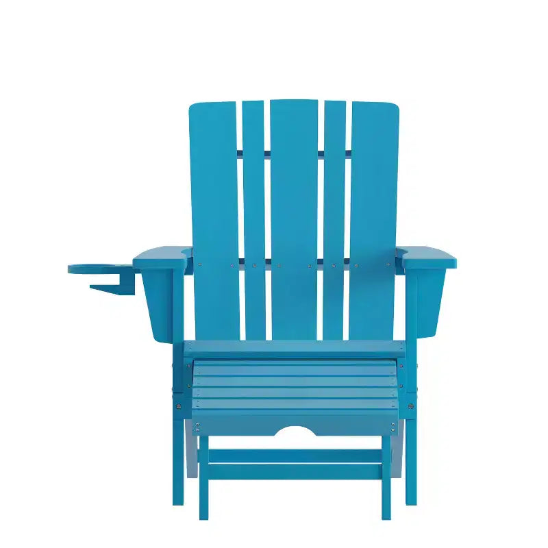 Flash Furniture Halifax HDPE Adirondack Chair with Cup Holder and Pull Out Ottoman, All-Weather HDPE Indoor/Outdoor Lounge Chair