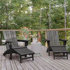 Flash Furniture Halifax HDPE Adirondack Chair with Cup Holder and Pull Out Ottoman, All-Weather HDPE Indoor/Outdoor Lounge Chair