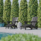 Flash Furniture Halifax HDPE Adirondack Chair with Cup Holder and Pull Out Ottoman, All-Weather HDPE Indoor/Outdoor Lounge Chair