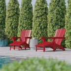 Flash Furniture Halifax HDPE Adirondack Chair with Cup Holder and Pull Out Ottoman, All-Weather HDPE Indoor/Outdoor Lounge Chair