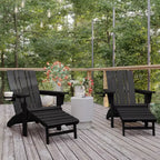 Flash Furniture Halifax HDPE Adirondack Chair with Cup Holder and Pull Out Ottoman, All-Weather HDPE Indoor/Outdoor Lounge Chair