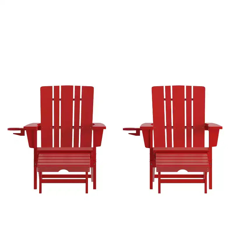 Flash Furniture Halifax, sedia Adirondack in HDPE con portabicchieri e poggiapiedi estraibile, sedia a sdraio per interni ed esterni in HDPE, resistente a tutte le condizioni atmosferiche