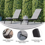Flash Furniture Brazos Set of 2 Adjustable Chaise Lounge Chairs All-Weather Outdoor Five-Position Recliners