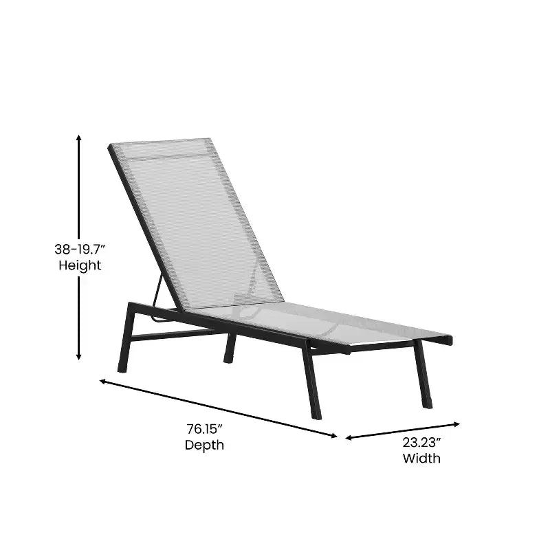 Flash Furniture Brazos Set of 2 Adjustable Chaise Lounge Chairs All-Weather Outdoor Five-Position Recliners