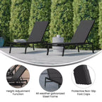 Flash Furniture Brazos Set of 2 Adjustable Chaise Lounge Chairs All-Weather Outdoor Five-Position Recliners