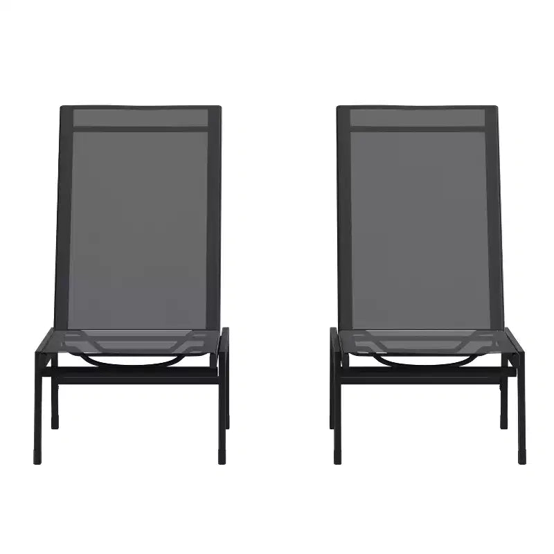 Flash Furniture Brazos Set of 2 Adjustable Chaise Lounge Chairs All-Weather Outdoor Five-Position Recliners