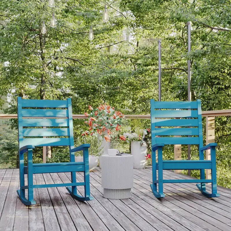 Flash Furniture Manchester Set of 2 Contemporary Rocking Chairs, All-Weather HDPE Indoor/Outdoor Rockers