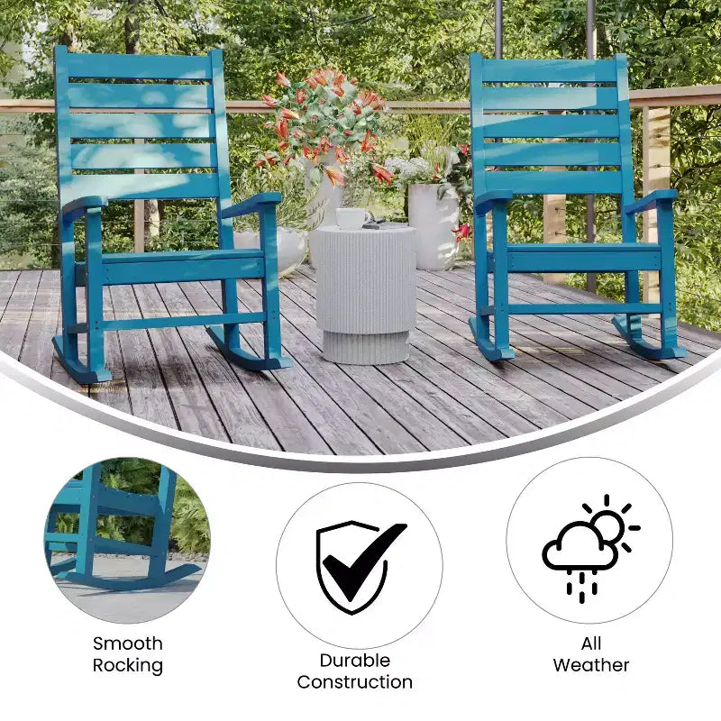 Flash Furniture Manchester Set of 2 Contemporary Rocking Chairs, All-Weather HDPE Indoor/Outdoor Rockers