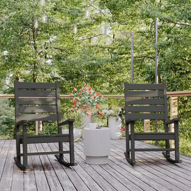Flash Furniture Manchester Set of 2 Contemporary Rocking Chairs, All-Weather HDPE Indoor/Outdoor Rockers