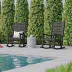 Flash Furniture Manchester Set of 2 Contemporary Rocking Chairs, All-Weather HDPE Indoor/Outdoor Rockers