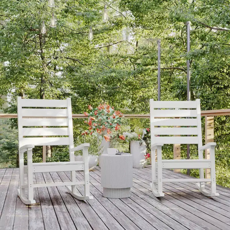 Flash Furniture Manchester Set of 2 Contemporary Rocking Chairs, All-Weather HDPE Indoor/Outdoor Rockers