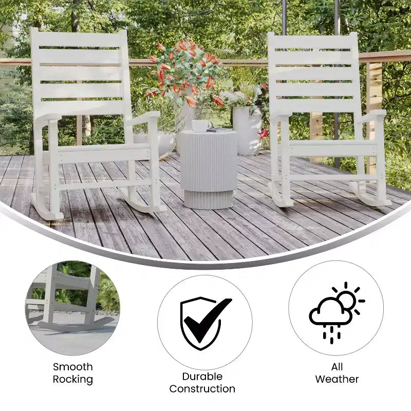Flash Furniture Manchester Set of 2 Contemporary Rocking Chairs, All-Weather HDPE Indoor/Outdoor Rockers