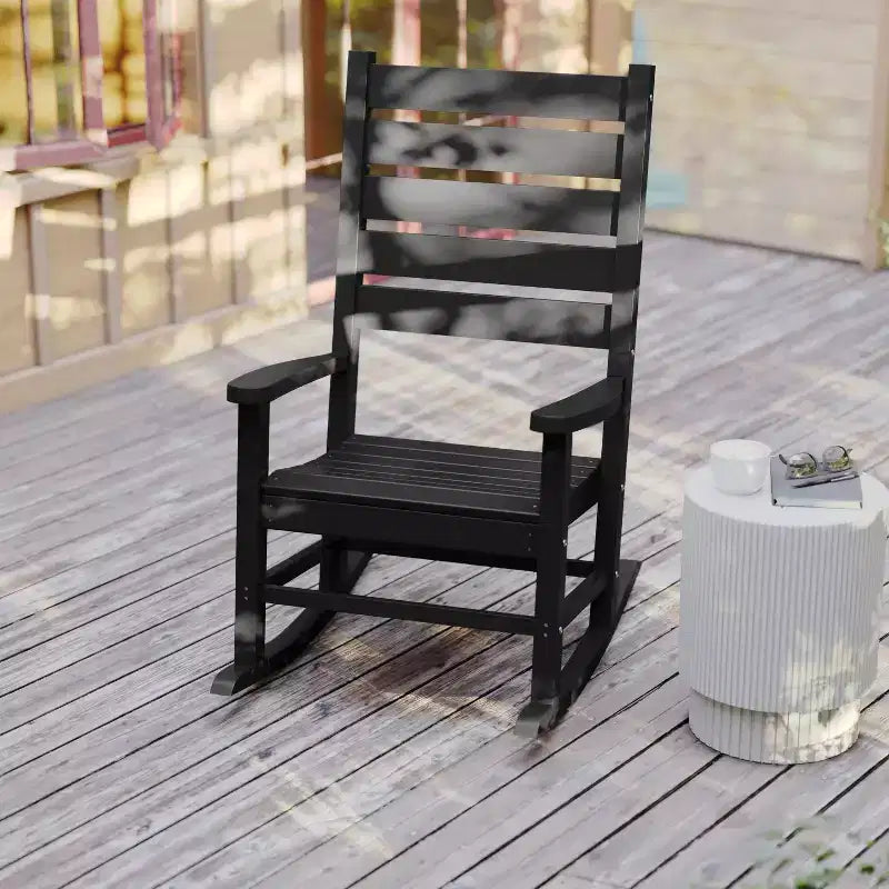 Flash Furniture Manchester Set of 2 Contemporary Rocking Chairs, All-Weather HDPE Indoor/Outdoor Rockers