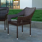 Sedia da pranzo impilabile per patio da interni/esterni Emma and Oliver All-Weather con telaio in acciaio e rattan PE resistente alle intemperie