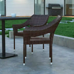 Sedia da pranzo impilabile per patio da interni/esterni Emma and Oliver All-Weather con telaio in acciaio e rattan PE resistente alle intemperie