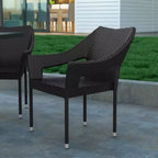Sedia da pranzo impilabile per patio da interni/esterni Emma and Oliver All-Weather con telaio in acciaio e rattan PE resistente alle intemperie