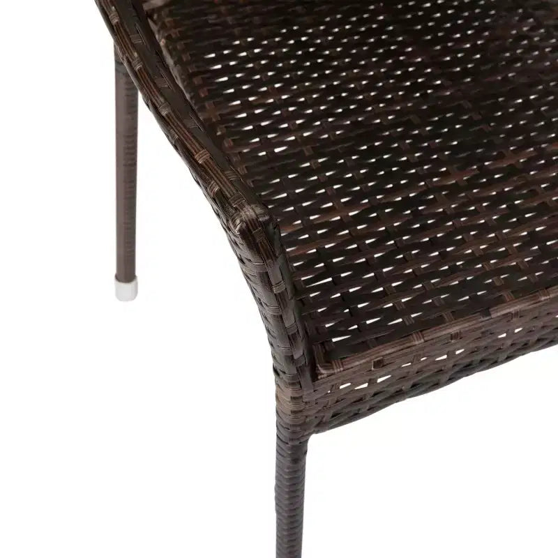 Sedia da pranzo impilabile per patio da interni/esterni Emma and Oliver All-Weather con telaio in acciaio e rattan PE resistente alle intemperie