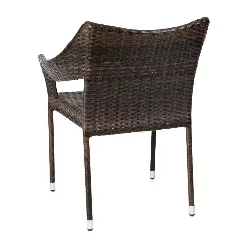 Sedia da pranzo impilabile per patio da interni/esterni Emma and Oliver All-Weather con telaio in acciaio e rattan PE resistente alle intemperie