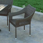 Sedia da pranzo impilabile per patio da interni/esterni Emma and Oliver All-Weather con telaio in acciaio e rattan PE resistente alle intemperie