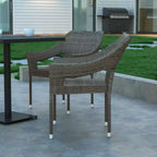 Sedia da pranzo impilabile per patio da interni/esterni Emma and Oliver All-Weather con telaio in acciaio e rattan PE resistente alle intemperie