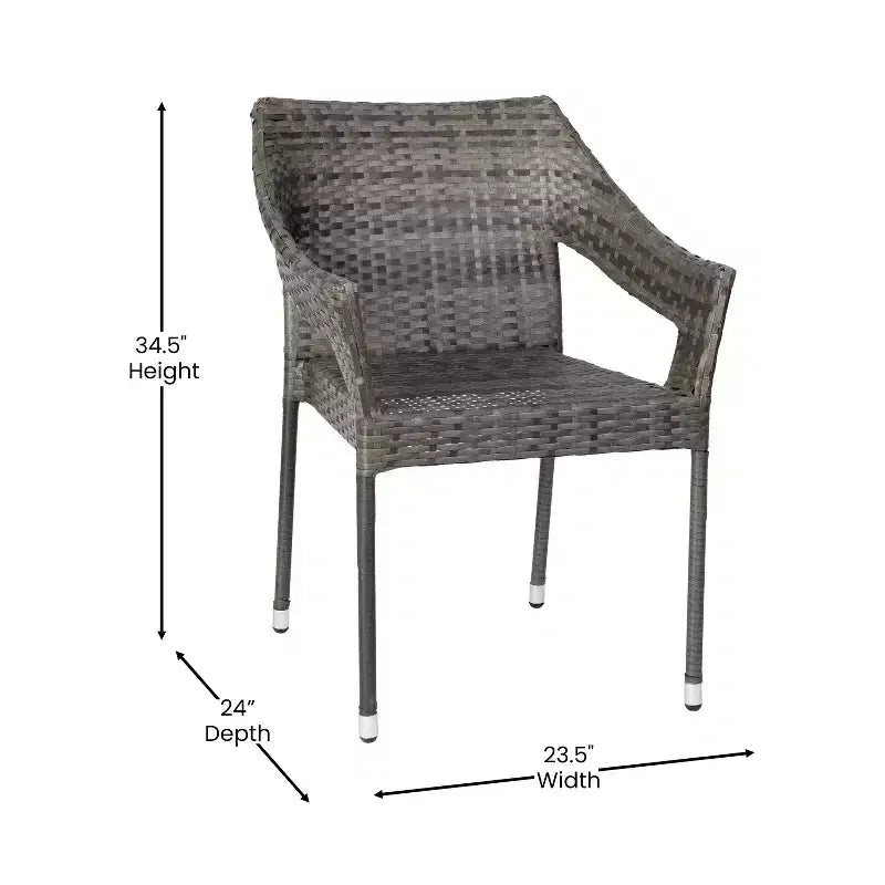 Sedia da pranzo impilabile per patio da interni/esterni Emma and Oliver All-Weather con telaio in acciaio e rattan PE resistente alle intemperie