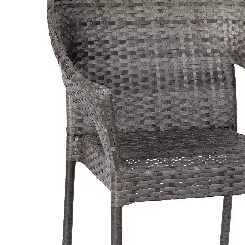 Sedia da pranzo impilabile per patio da interni/esterni Emma and Oliver All-Weather con telaio in acciaio e rattan PE resistente alle intemperie