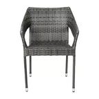 Sedia da pranzo impilabile per patio da interni/esterni Emma and Oliver All-Weather con telaio in acciaio e rattan PE resistente alle intemperie