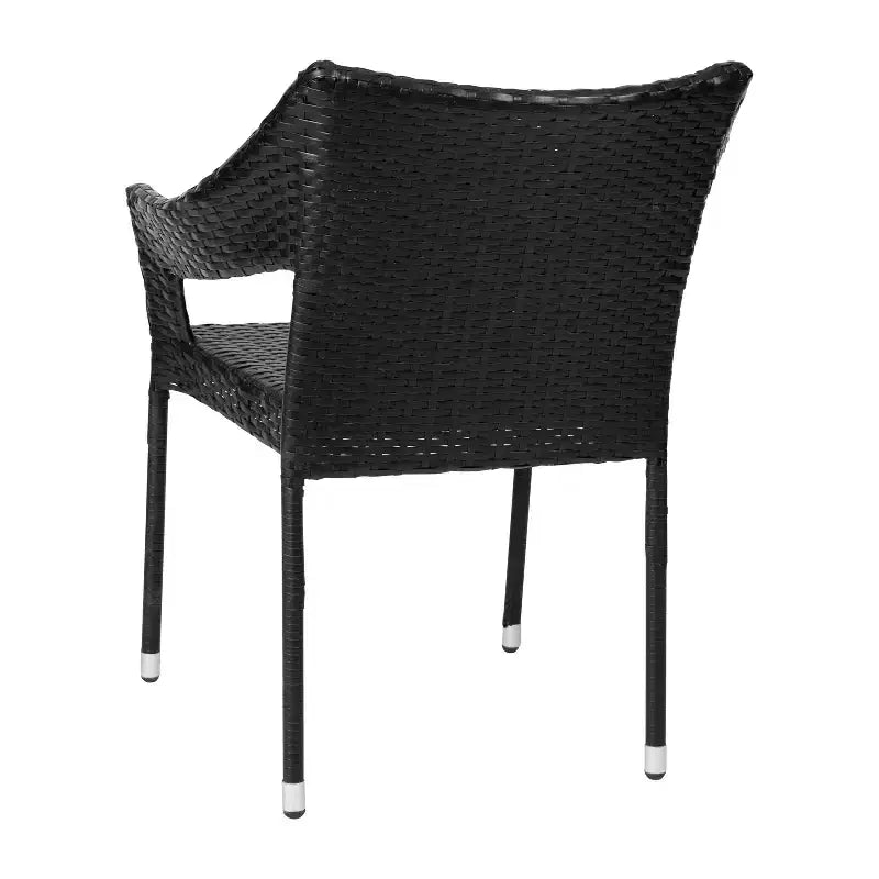 Sedia da pranzo impilabile per patio da interni/esterni Emma and Oliver All-Weather con telaio in acciaio e rattan PE resistente alle intemperie